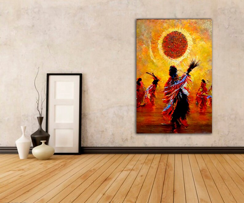 SUN DANCE Native American Art Print or Canvas Wrap. Native American Dance, Native American Culture, abstract art, vibrant art image 8