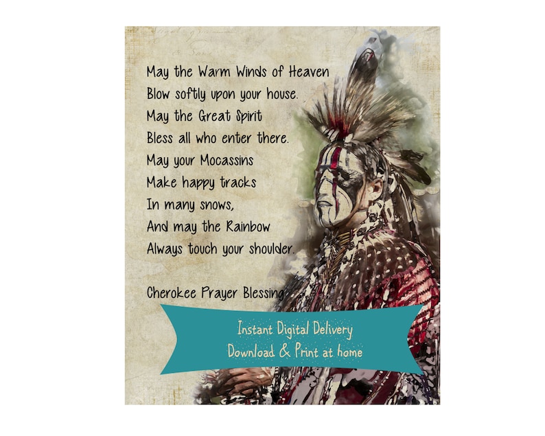 Print At Home Art Cherokee prayer blessing Native American | Etsy Cree Native Quotes