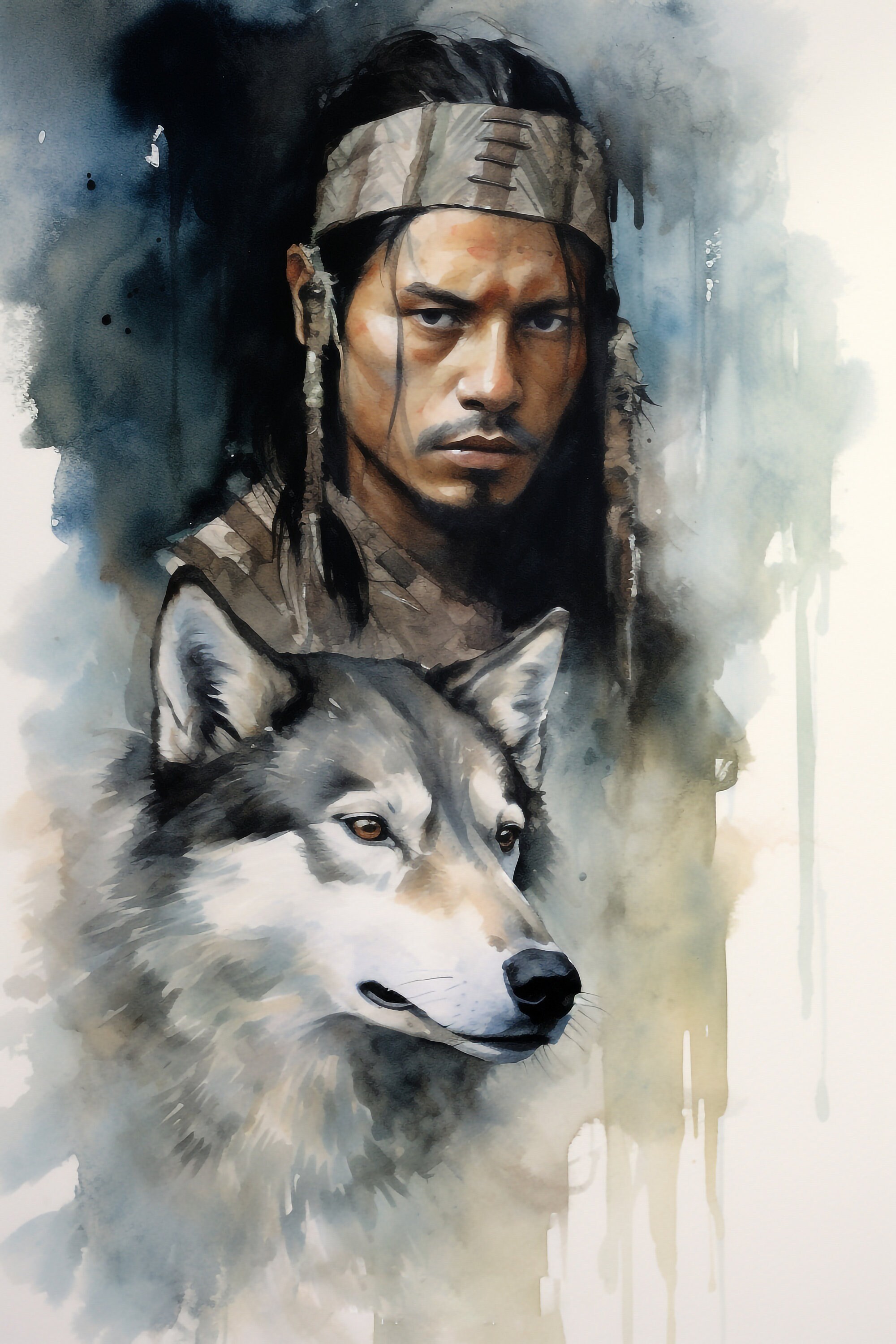 Wolf and Native American Art First Nations Fine Art Print or - Etsy
