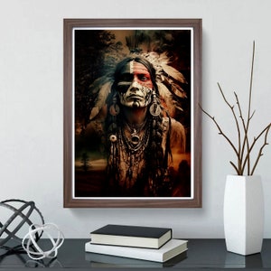 NEW Warrior Native American Art Print or Canvas Wrap. Warrior image 5