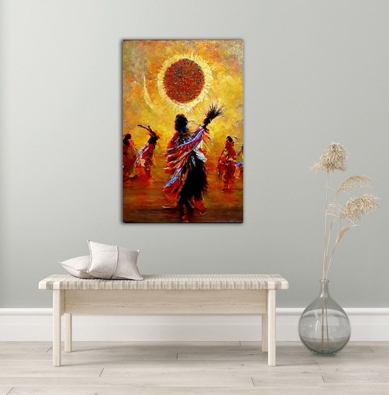 SUN DANCE Native American Art Print or Canvas Wrap. Native American Dance, Native American Culture, abstract art, vibrant art image 7