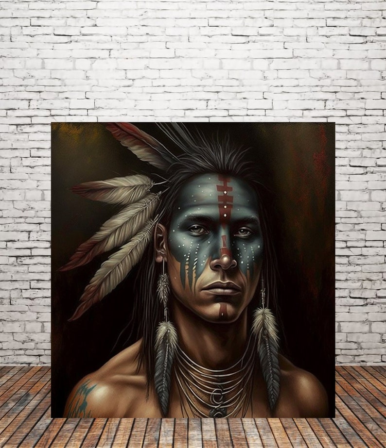 The Painted Warrior Native American Art Print Or Canvas Etsy