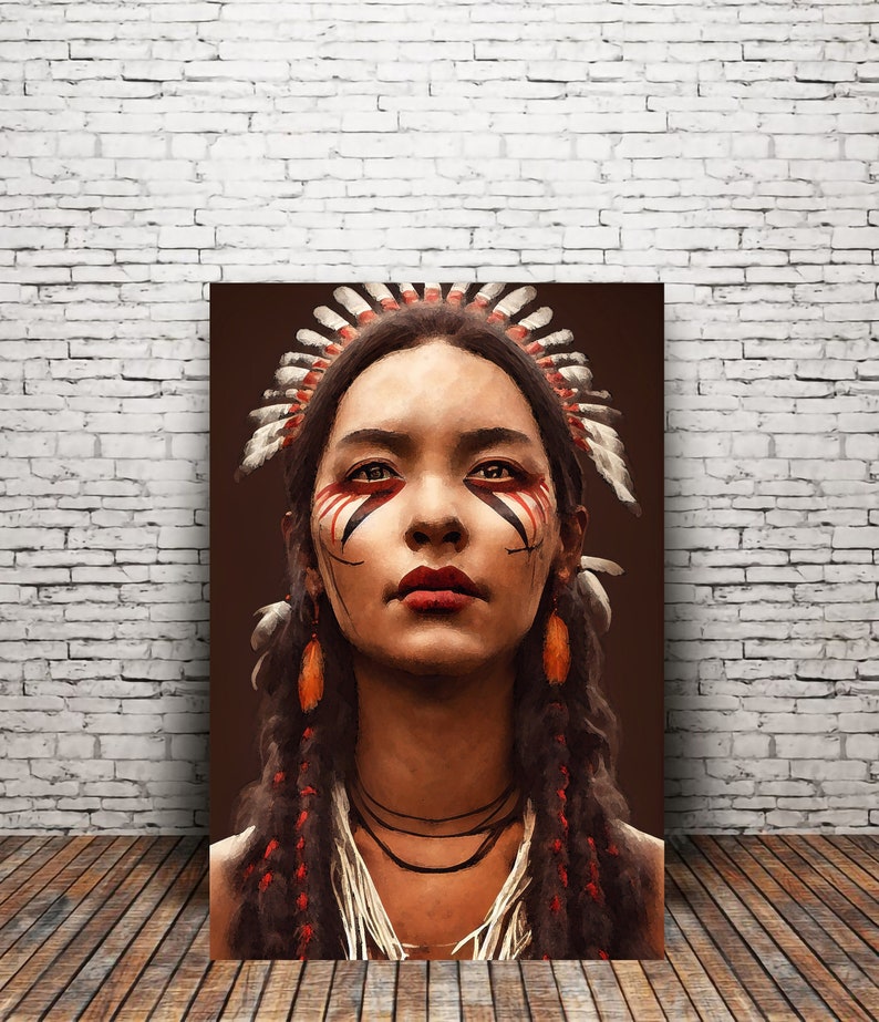 Warrior Woman Art Print Or Canvas Native American Woman Etsy Uk