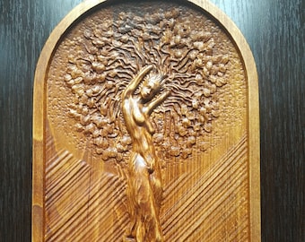 Tree Woman Spirit Wood Carve Home Wall Decor Art