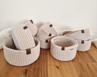 Cotton cord crochet basket / many colors / utensil / storage