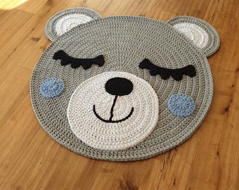 Kinderzimmerteppich Bärchi / Bärenteppich / Bär / Teddy crochet rug