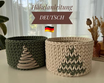 Instructions for crocheting a Christmas basket in 2 designs without a connecting seam (+ video) / German