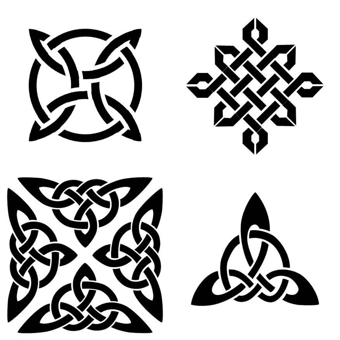 Four classic Celtic knot stencils | Etsy