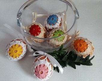 Crochet Easter Egg Cover, Set of 6 Hand Crocheted Easter Eggs Easter Decoration