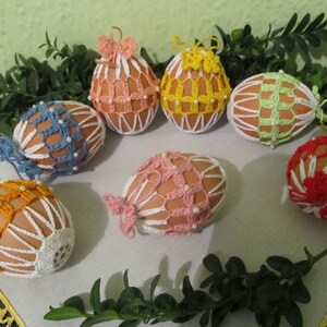 Crocheted Easter egg cover, Easter decoration. Crochet easter eggs, Set of 7 Hand Crocheted Easter Eggs image 2