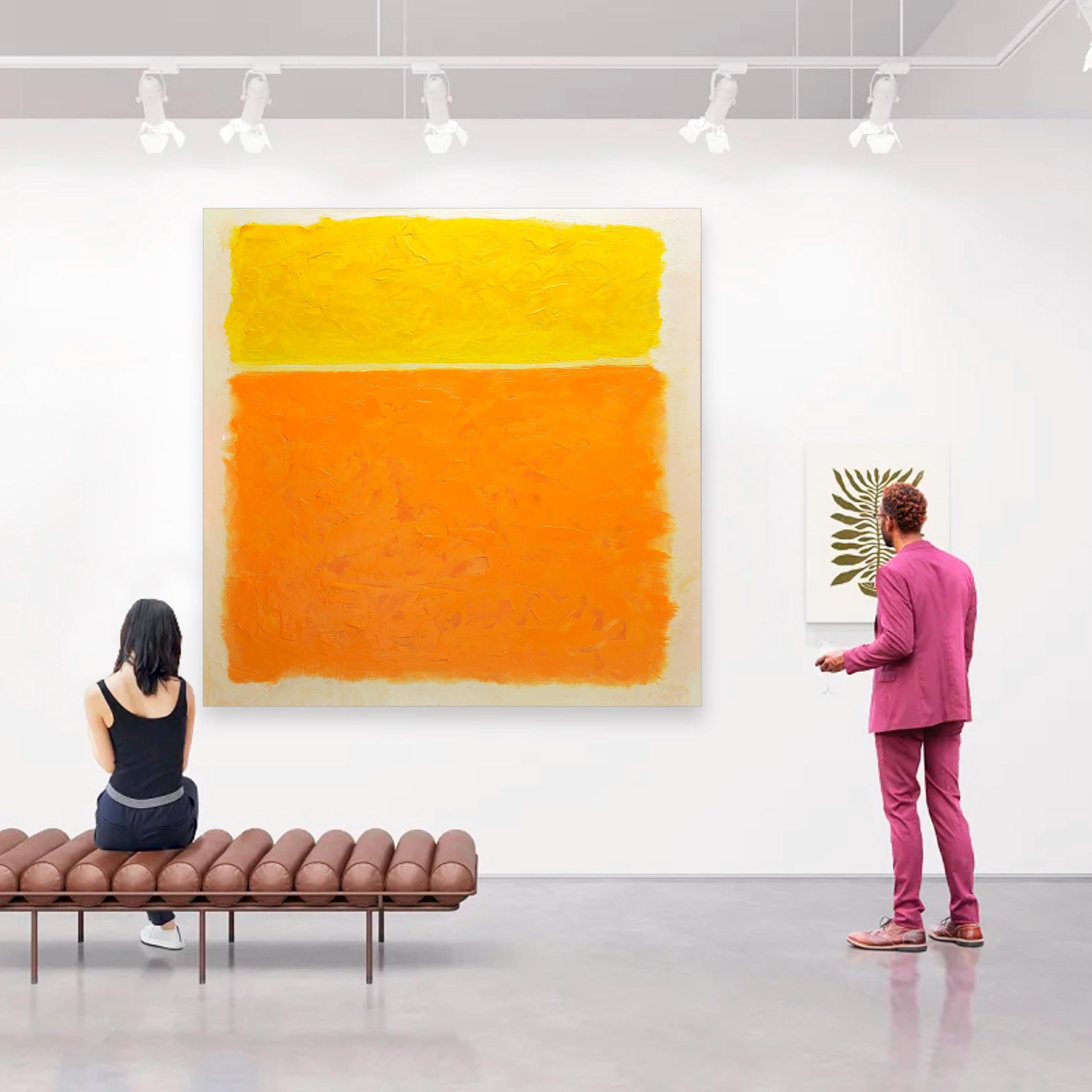Abstract Daad Orange and Yellow Textured Copy Mark Rothko 105x106cm Original Painting ...