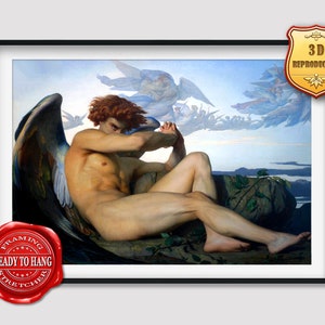 Alexandre Cabanel Fallen Angel Giclee Print Reproduction Painting Large Size Canvas Paper Wall Art Poster Ready to Hang Framed Print