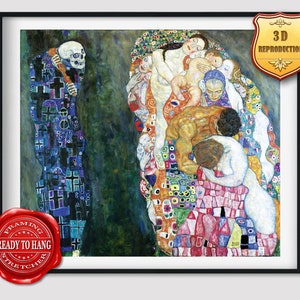 Gustav Klimt Death and Life Giclee Print Reproduction Painting Large Size Canvas Paper Wall Art Poster Ready to Hang Framed Print