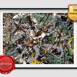 Jackson Pollock Untitled Green Silver Giclee Print Reproduction Painting Large Size Canvas Paper Wall Art Poster Ready to Hang Framed Print