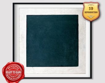 Kazimir Malevich Black Square Giclee Print Texture Gel Reproduction Painting Large Size Canvas Paper Wall Art Poster Ready to Hang Frame