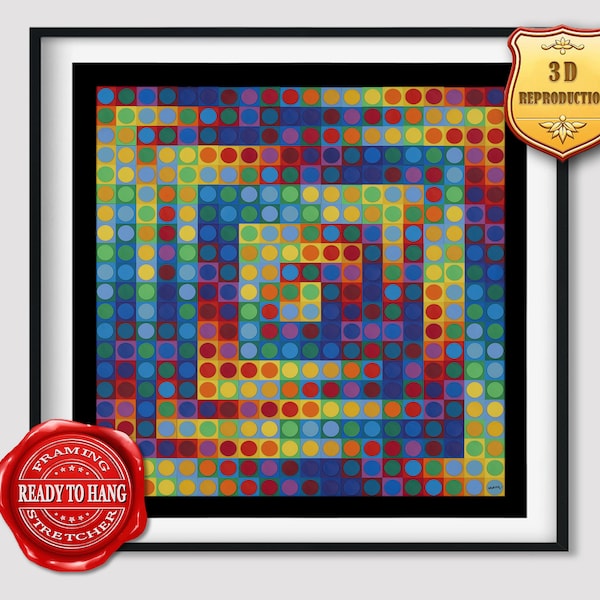 Victor Vasarely Kanta Majus A Giclee Print Reproduction Painting Large Size Canvas Paper Wall Art Poster Ready to Hang Framed Print