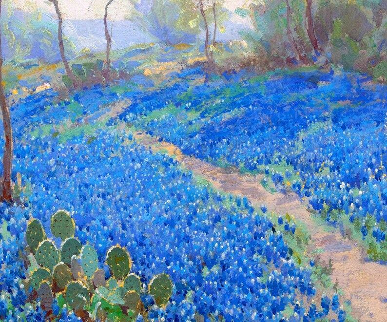 Robert Julian Onderdonk A Hillside Of Bluebonnets Giclee Print Reproduction Painting Large Size Canvas Paper Wall Art Poster Ready To Hang Art Collectibles Prints Sunray Fm De