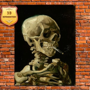 Vincent van Gogh Skeleton with Cigarette Giclee Print Reproduction Painting Large Size Canvas Paper Wall Art Poster Ready to Hang Frame