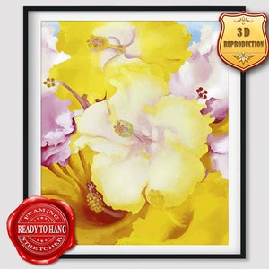 Georgia O'Keeffe Hibiscus Giclee Print Texture Gel Reproduction Painting Large Size Canvas Paper Wall Art Poster Ready to Hang Framed Print