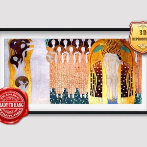 Gustav Klimt The Beethoven Frieze The Longing for Happiness Giclee Print Reproduction Painting Large Size Canvas Paper Wall Art Poster