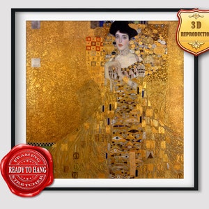 Gustav Klimt Adele Bloch-Bauer Woman in Gold Giclee Print Reproduction Painting Large Size Canvas Paper Wall Art Poster Ready to Hang Frame