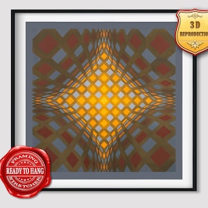 Victor Vasarely Gemey Giclee Print Texture Gel Reproduction Painting Large Size Canvas Paper Wall Art Poster Ready to Hang Framed Print