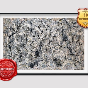 Jackson Pollock Number 28 Giclee Print Texture Gel Reproduction Painting Large Size Canvas Paper Wall Art Poster Ready to Hang Framed Print