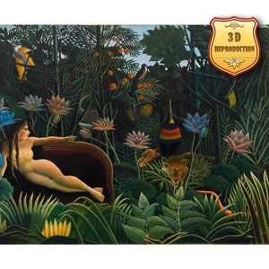 Henri Rousseau. Il sogno. Gel texture 3D.  Poster adesivo di qualità Canvas, Paper, Gicklee