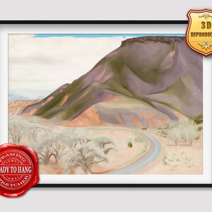 Georgia O'Keeffe Mesa and Road East Giclee Print Reproduction Painting Large Size Canvas Paper Wall Art Poster Ready to Hang Framed Print image 1