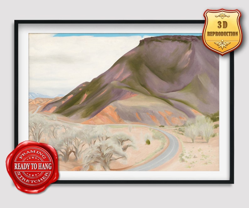 Georgia O'Keeffe Mesa and Road East Giclee Print Reproduction Painting Large Size Canvas Paper Wall Art Poster Ready to Hang Framed Print image 1