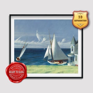 Edward Hopper The Lee Shore Giclee Print Texture Gel Reproduction Painting Large Size Canvas Paper Wall Art Poster Ready to Hang Framed