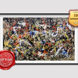 Jackson Pollock Convergence Giclee Print Reproduction Painting Large Size Canvas Paper Wall Art Poster Ready to Hang Framed Print