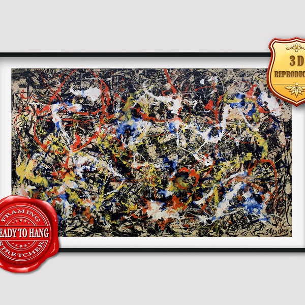 Jackson Pollock Convergence Giclee Print Reproduction Painting Large Size Canvas Paper Wall Art Poster Ready to Hang Framed Print