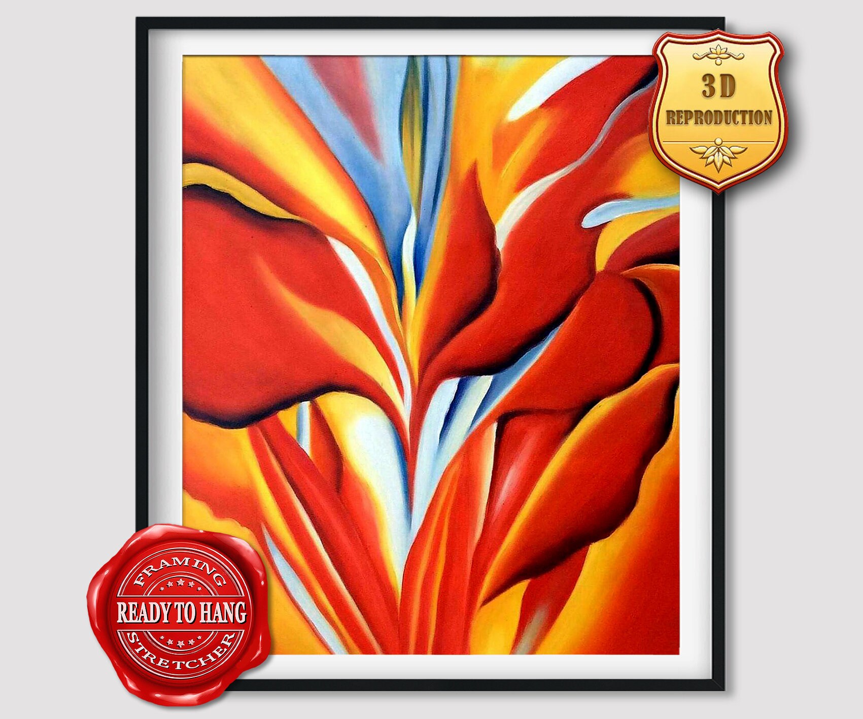 Georgia O'keeffe Red Canna Giclee Print Texture Gel Reproduction