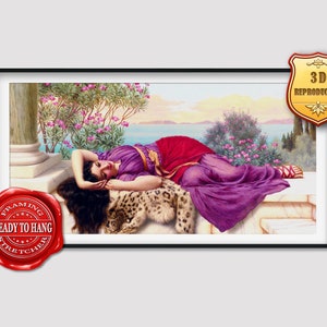 John William Godward Dolce Far Niente Giclee Print Reproduction Painting Large Size Canvas Paper Wall Art Poster Ready to Hang Framed Print