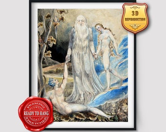 William Blake Angel Bringing Eve to Adam Giclee Print Reproduction Painting Large Size Canvas Paper Wall Art Poster Ready to Hang Frame