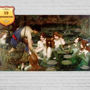 John William Waterhouse Hylas and the Nymphs Giclee Print Reproduction Painting Large Size Canvas Paper Wall Art Poster Ready to Hang Frame
