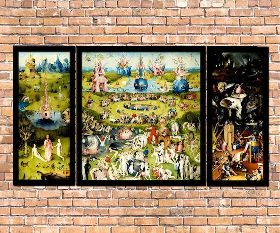 Hieronymus Bosch Garden of Earthly Delights Giclee Print Reproduction Painting Large Size Canvas Paper Wall Art Poster Ready to Hang Frame