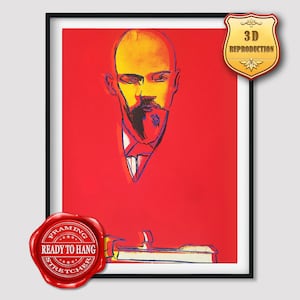Andy Warhol Red Lenin Giclee Print Texture Gel Reproduction Painting Large Size Canvas Paper Wall Art Poster Ready to Hang Framed Print