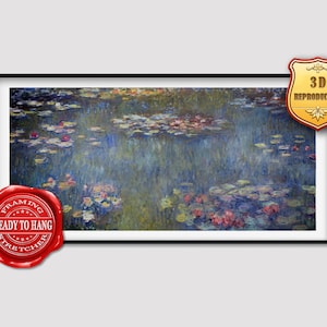 Claude Monet Water Lilies Pond Green Reflection Giclee Print Reproduction Painting Large Size Canvas Paper Wall Art Poster Ready to Hang