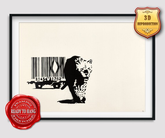 Banksy Barcode Giclee Print Texture Gel Reproduction Painting 
