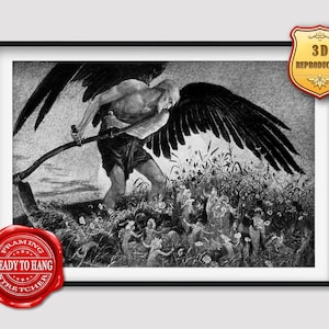 Walter Crane The Reaper Giclee Print Texture Gel Reproduction Painting Large Size Canvas Paper Wall Art Poster Ready to Hang Framed Print