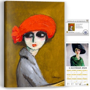 Kees van Dongen The Corn Poppy 57 x 37 x 3 cm, calendario 2024, 38 x 20 cm, riproduzione di stampa giclée pronta per essere appesa, riproduzione su tela grande, nuova texture gel