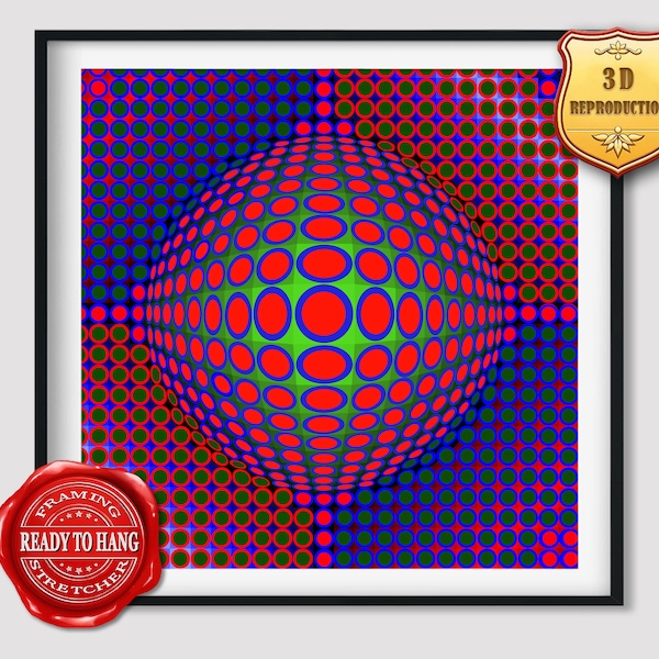 Victor Vasarely Vega 200 Impression Giclée Texture Gel Reproduction Peinture Grande Taille Toile Papier Mur Art Affiche Prêt à accrocher Impression encadrée