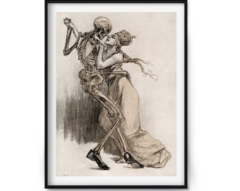 Louis Raemaekers Tango with Death Giclee Print Reproduction Painting Large Size Canvas Paper Wall Art Poster Ready to Hang Framed Print