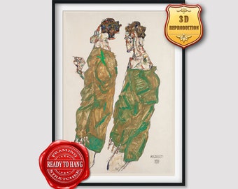 Egon Schiele Devotion Giclee Print Texture Gel Reproduction Painting Large Size Canvas Paper Wall Art Poster Ready to Hang Framed Print