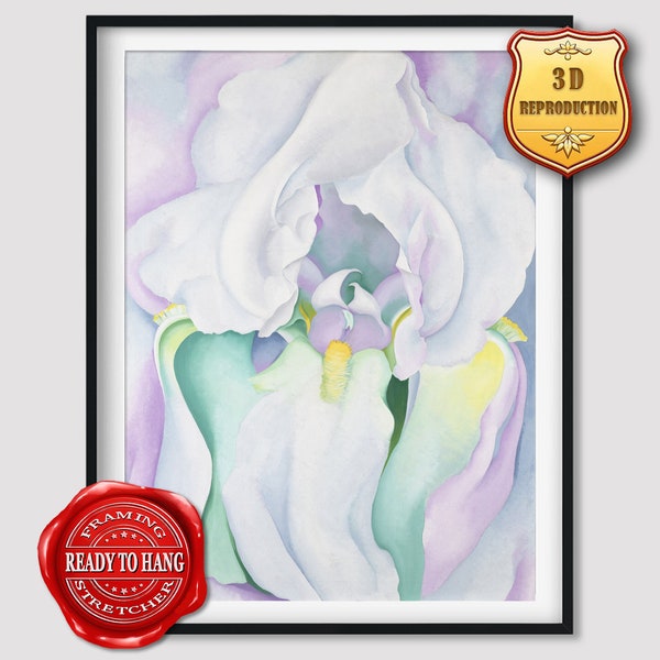 Georgia O'Keeffe White Iris Giclee Print Texture Gel Reproduction Painting Large Size Canvas Paper Wall Art Framed Poster Ready to Hang