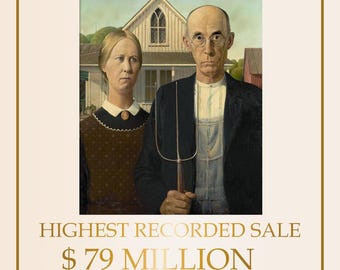 Grant Wood American Gothic Fine Art Print Museum Quality Reproduction Auction Record
