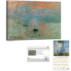 Claude Monet Impression Sunrise  57x37x3cm Calendar 2024 38x20cm Ready to Hang Print Reproduction Painting Large Canvas NEW texture gel