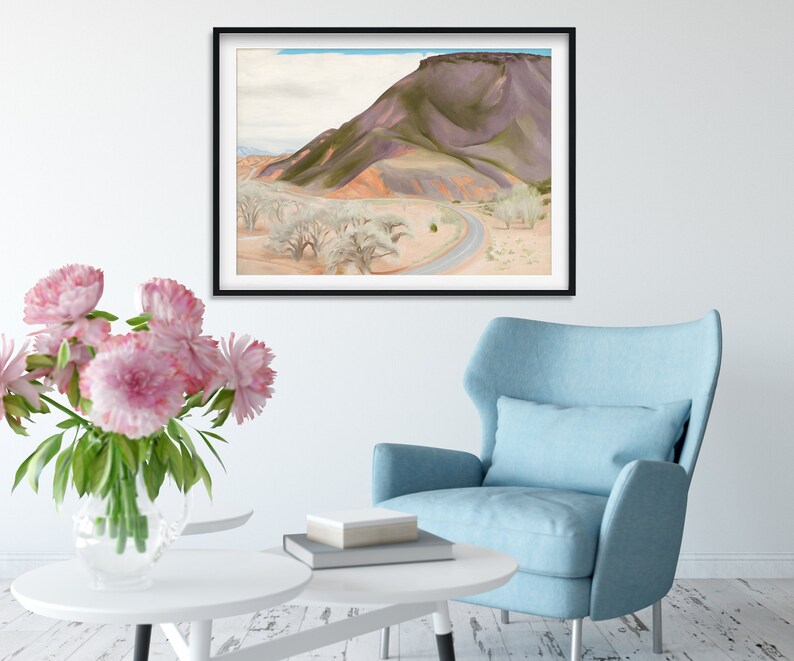 Georgia O'Keeffe Mesa and Road East Giclee Print Reproduction Painting Large Size Canvas Paper Wall Art Poster Ready to Hang Framed Print image 2